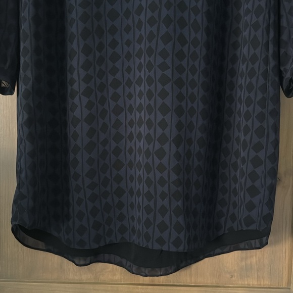 CAbi Harlequin Diamond Shift Dress Womens M Lined shear sleeve blue/black office - Picture 8 of 12